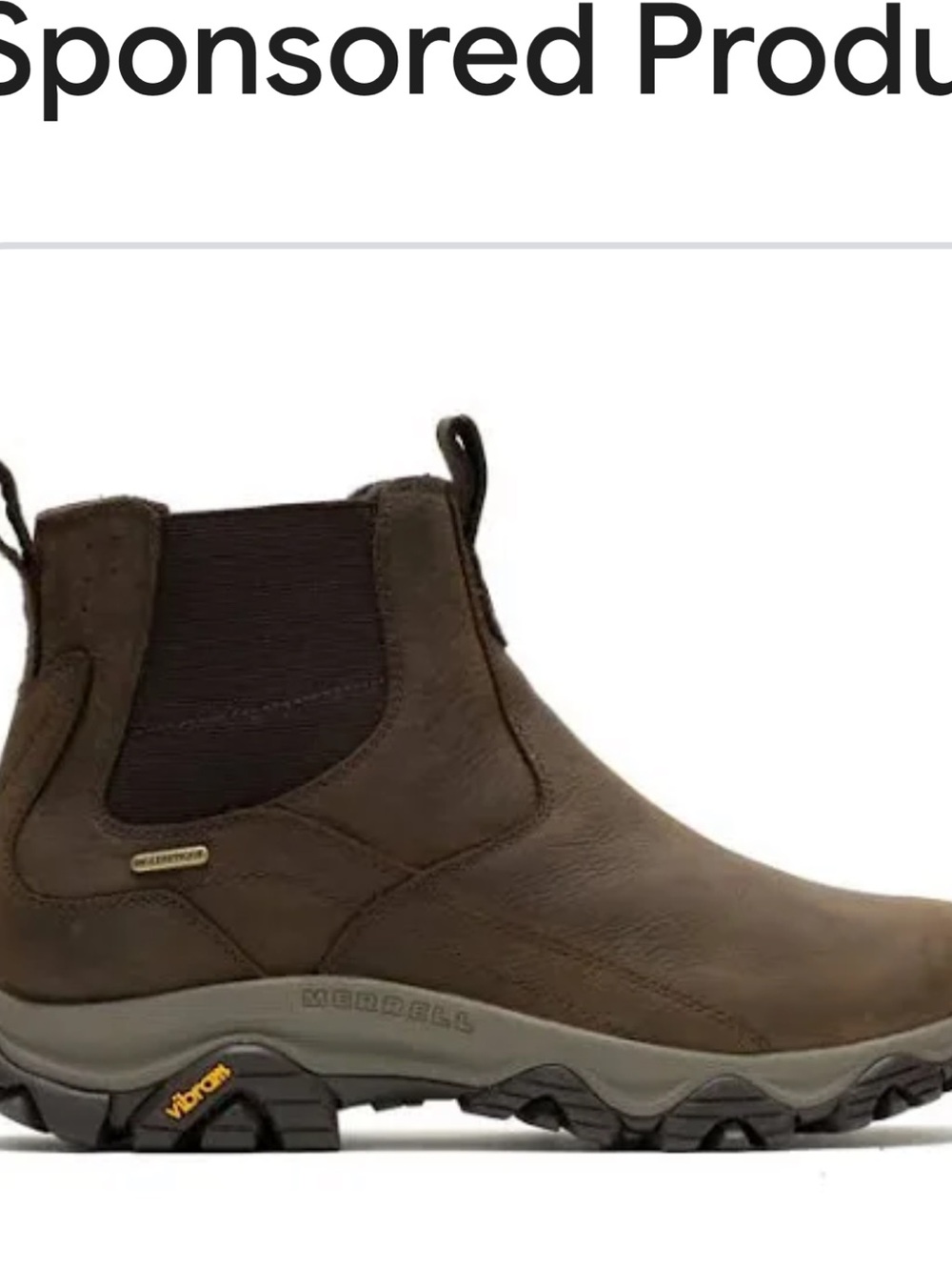 Merrell Men's Brown Moab Adventure Chelsea Waterproof Hiking Boot size 12